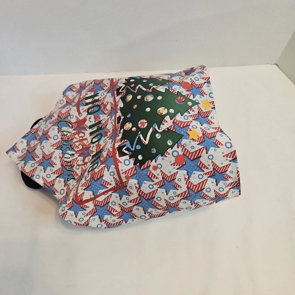 Upcycled Dog Bandana Christmas Trees heat transfer Ho Ho Ho Merry Christmas (M)